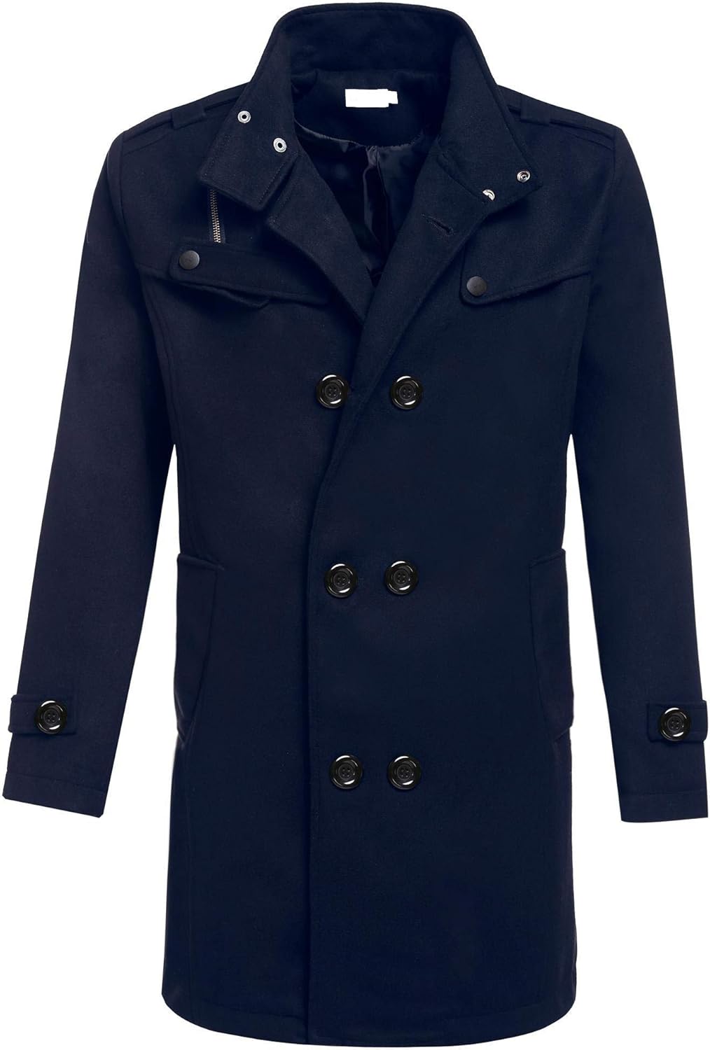 Misakia Mens Stylish Fashion Classic Wool Double Breasted Pea Coat