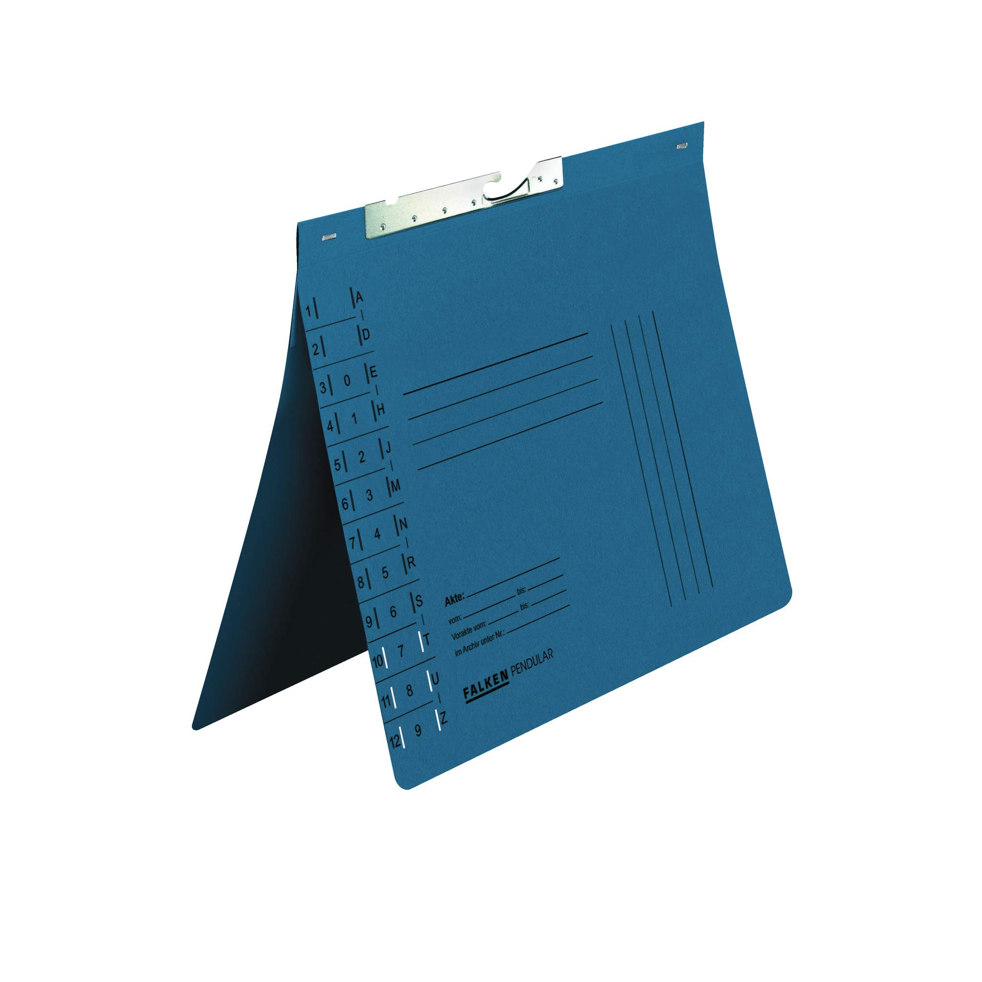 Exacompta - Ref 15033672000F - FALKEN - Pendular Pendel Bottom-Up Flat Files with Index Slots - A4 (210 x 297mm) in Size, 320gsm Recycled Manilla - Blue (Pack of 50)