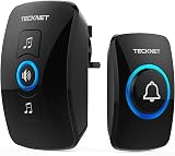 TECKNET Wireless Doorbell IP65 Waterproof 1300ft 60 Chimes 5 Volume