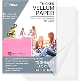 Phinus 72 Sheets Translucent Vellum Paper 8.5 x 11, Printable Vellum Jackets Vellum Paper for Invitations, Tracing Paper for Drawing Sketching, Invitation Belly Bands, Gift Box Liners, White