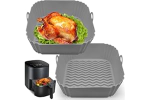 ZUKAYEHOME Silicone Air Fryer Liners, 8'' Square 4 to 7 QT Reusable Heat Resistant Food Grade Airfryer Silicone Liners Inserts Baskets Bowl Accessories for COSORI Instant Vortex CHEFMAN Air Fryer Oven Microwave