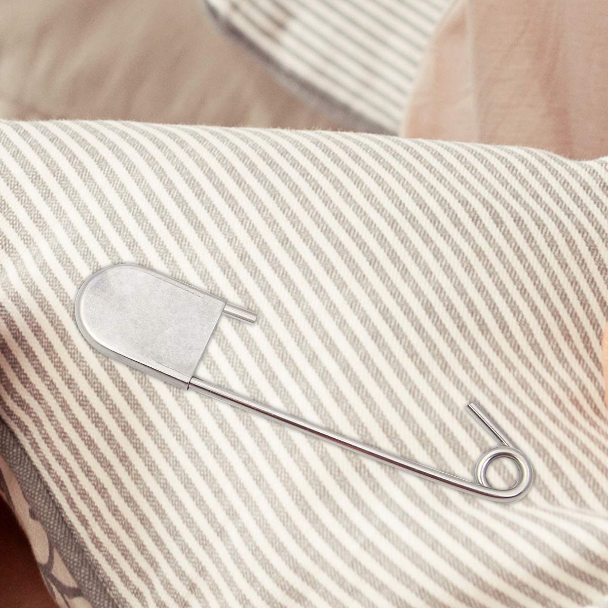 Coitak Large Safety Pins, 5 inch Safety Pins, 10 PCS Stainless Steel Safety Pins Large, Silver Huge Strong XL Safety Pins, Extra Large Laundry Pins for Blankets