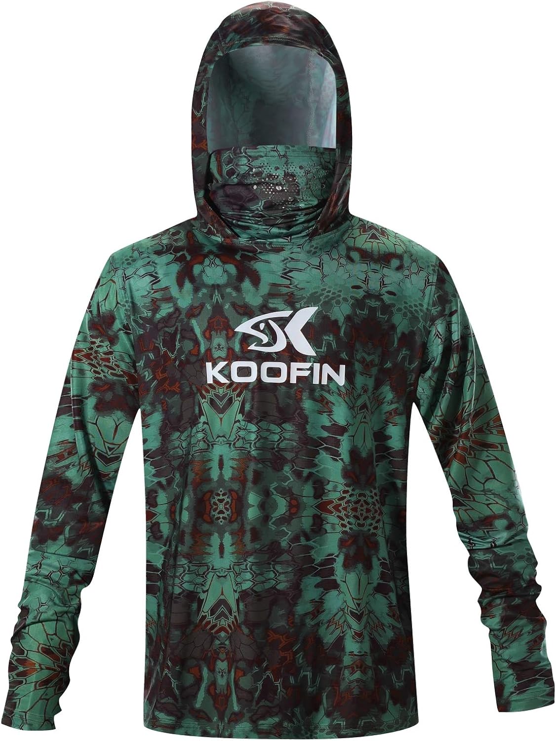 Performance Fishing Hoodie with Face Mask Hooded Sunblock Shirt Sun Shield Long Sleeve Shirt UPF50 Dry Fit Quick-Dry: Clothing