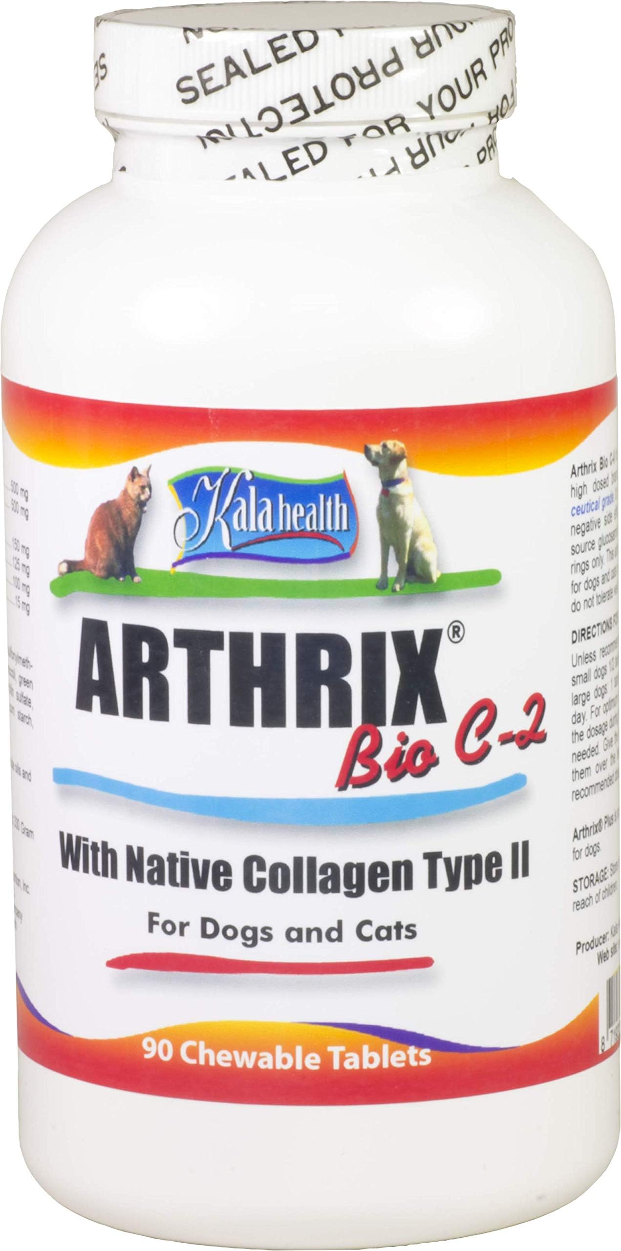 Kala Health - Arthrix Plus C-II 90 Chewable Tablets - Join support for your Pet (MSM, Vegetarian Glucosamine, Chondroitin and undenaturated Collagen Type II) Powerful Joint Support Supplement Guaranteed to Give you Dog Relief or Your Money Back.