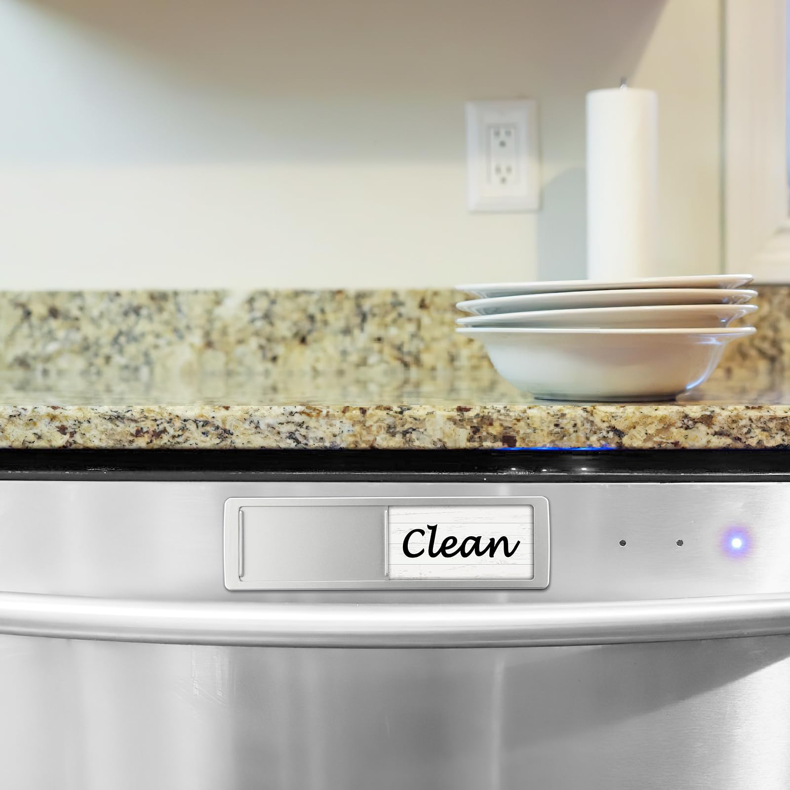 Dishwasher Magnet Clean Dirty Sign Shutter Only Changes When You Push It Non-Scratching Strong Magnet or Adhesive Options Indicator Tells Whether Dishes are Clean or Dirty (Wood White/Black)