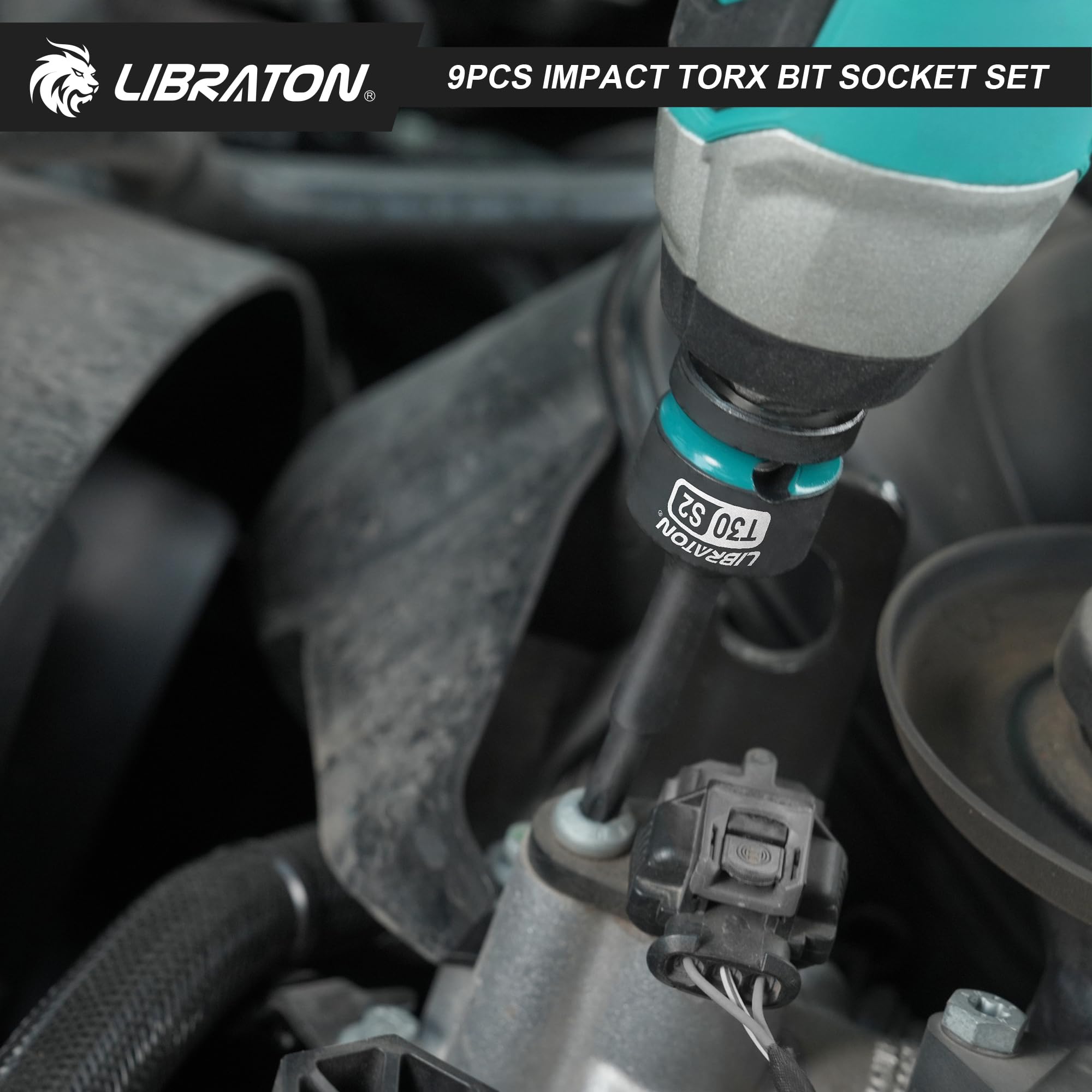 LIBRATON Schlag Torx Bit Steckschlüssel Set, 1/2” Kraft, S2-Stahl, 9-tlg Schlag-Stern-Bit-Steckschlüsselsatz T30-T80, Torx-Steckschlüssel, Bits-Steckschlüsselsatz, XPE-Aufbewahrung, Autoreparatur 8
