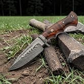 Poshland Custom Handmade Knife &ndash; Damascus Steel, Wooden Handle