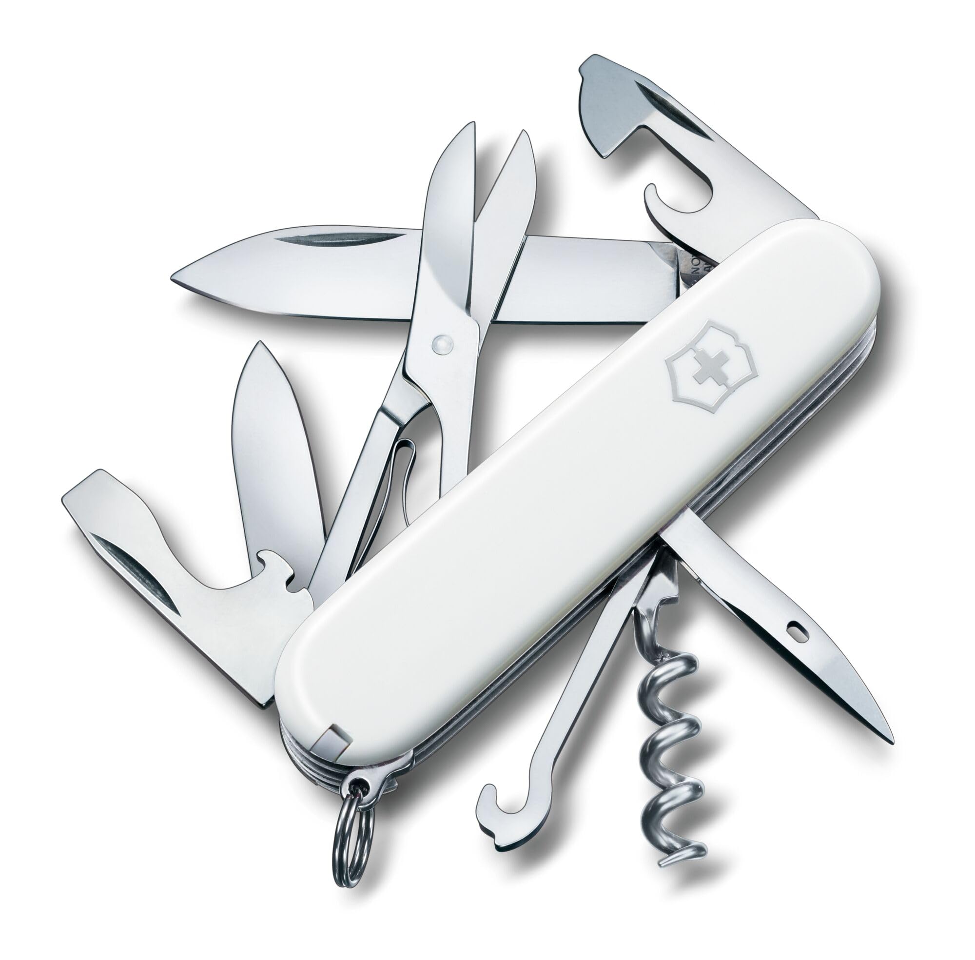 Victorinox Climber Swiss Army Pocket Knife, Medium, Multi Tool, 14 Functions, Blade, Bottle Opener, White