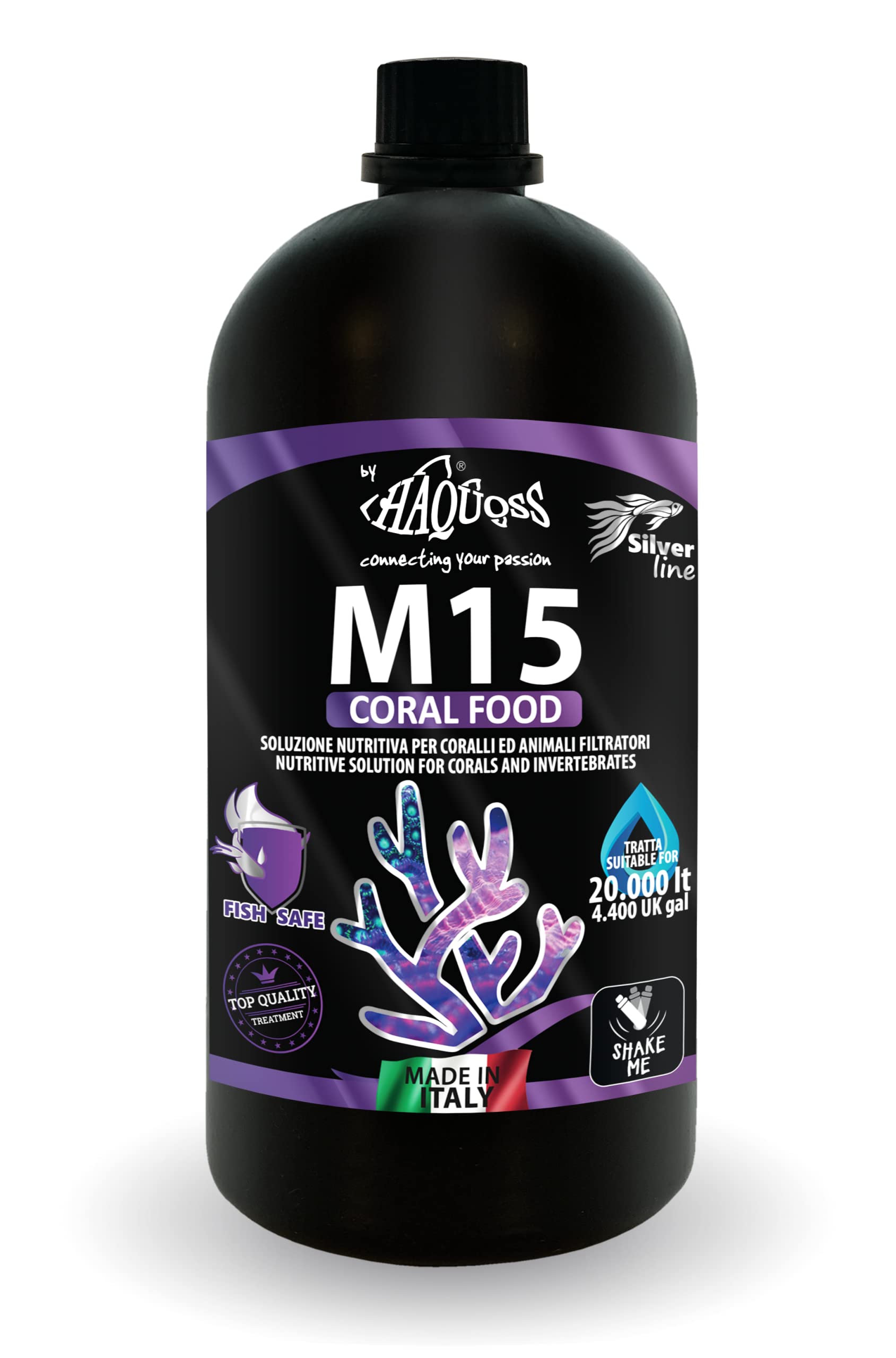 Haquoss M15 Coral Food Liquid Complete Supplement for Corals and Invertebrates in Reef Aquarium 1 Litre