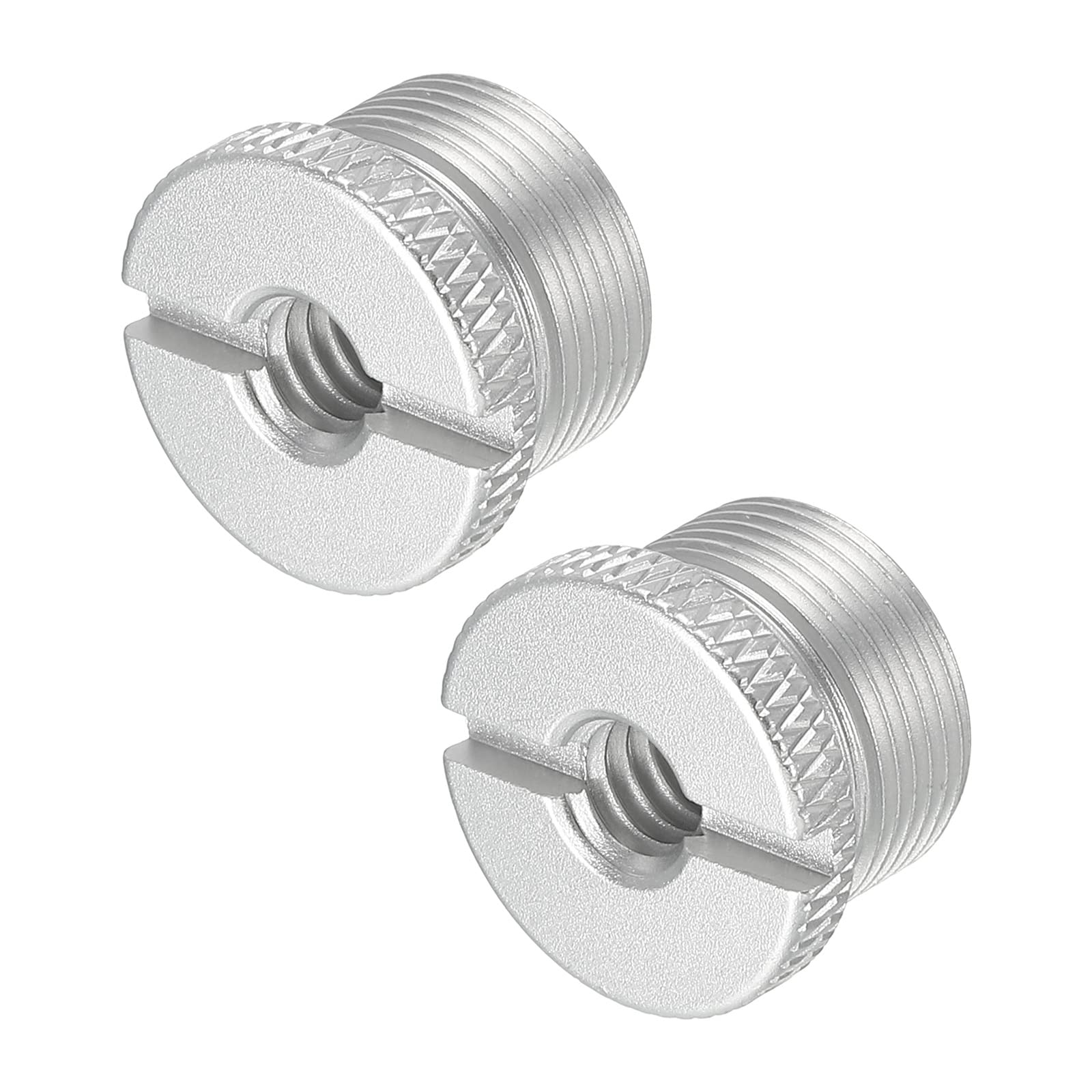 PATIKIL Mic Stand Adapter 1/4 Female to 5/8 Male Aluminum Alloy Mic Screw Adapter for Microphone Tripod Stand Silver 2 Pack