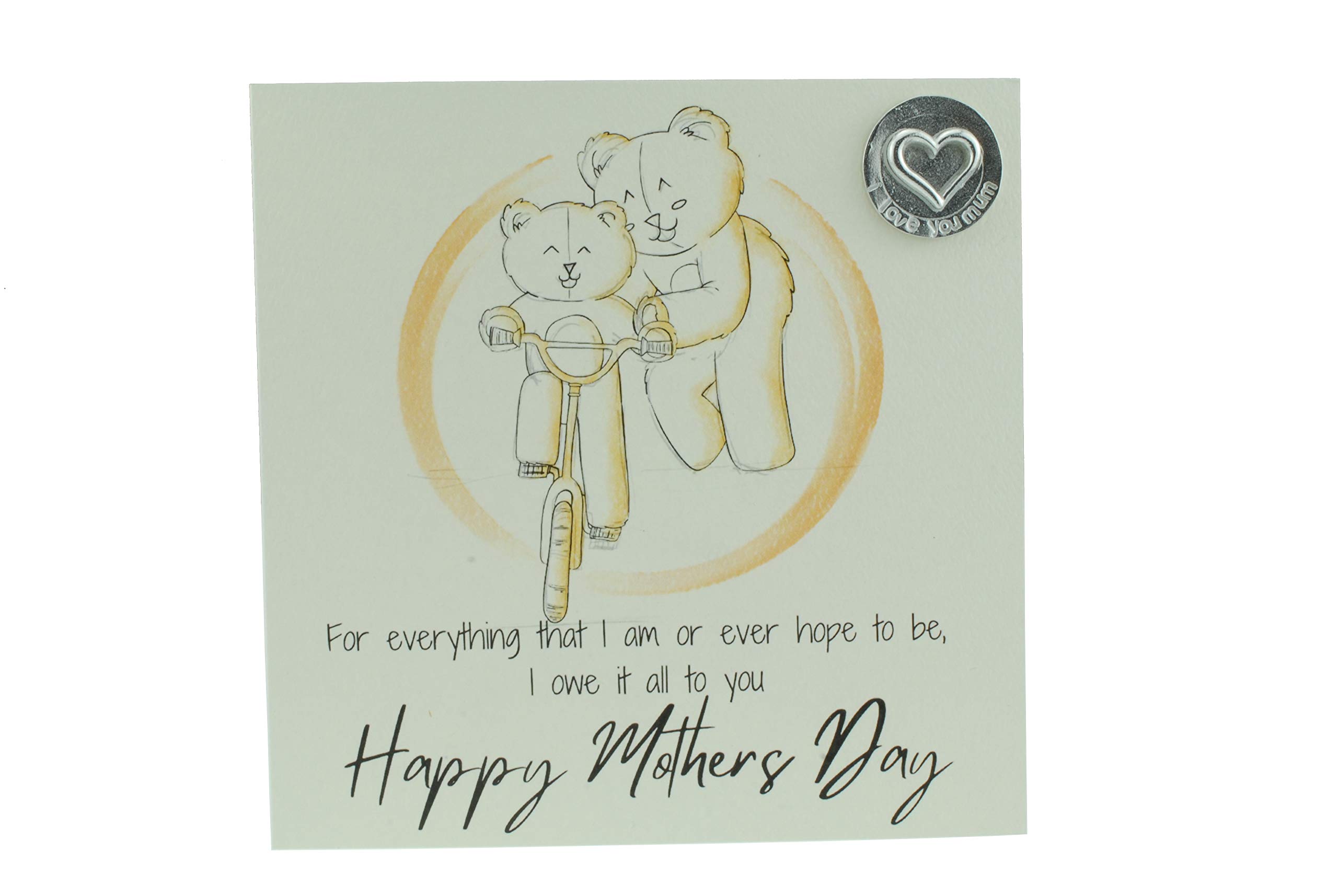 Thoughtful Mothers Day Card with Mum and Child Playing – Includes ‘I Love You Mum’ Gift Token (gcmumbikeilymum)