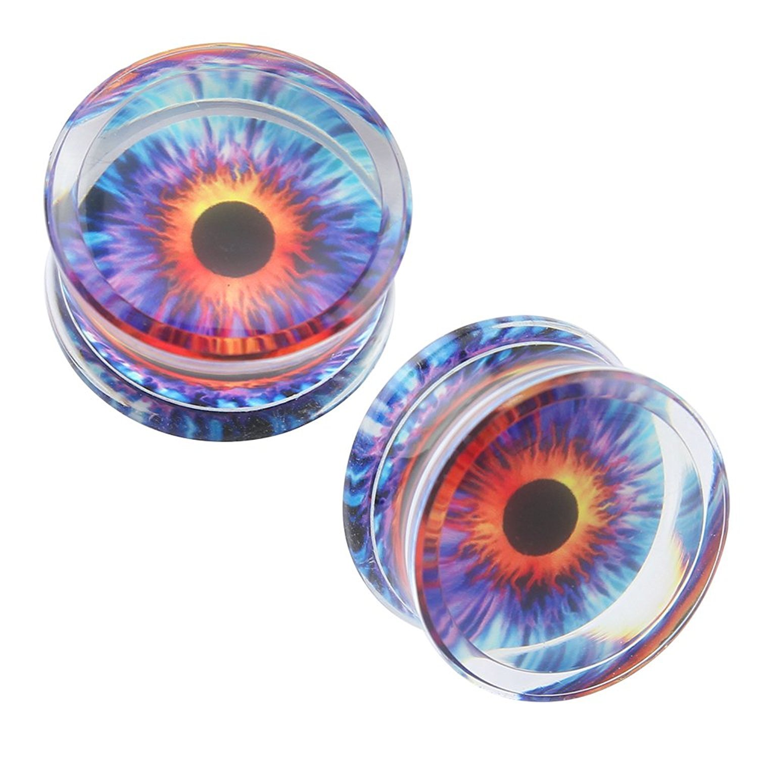 ZeSen Jewelry Acrylic Transparent Purple Eyeball Fashion Ear Plugs Tunnel Expander Gauges Piercing (Gauge=7/8"(22mm))