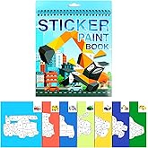 Sticker Paint Books for Kids Ages 4-8 Sticker Number Puzzle Vehicles Sticker Activity Book for Kids Ages 3 4 5 6 7 8 Birthday Party Favors Plane Car Travel Toys(Vehicles)