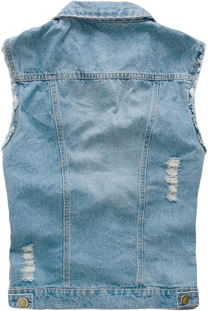CAMO COLL Men's Sleeveless Lapel Denim Vest Jacket at  Men’s Clothing store