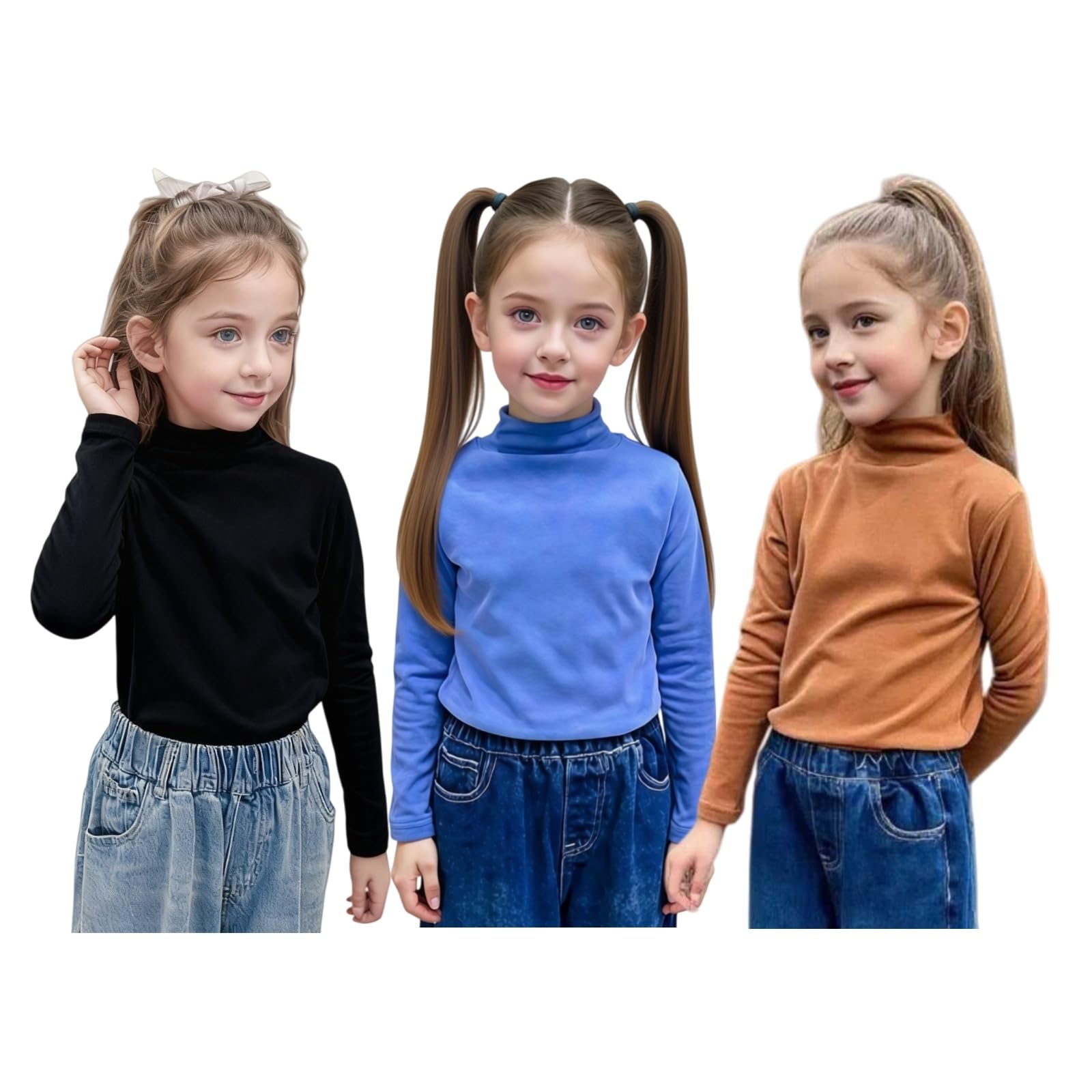 Photo 1 of * only comes with the black one *
CYCX Toddler Girl Long Sleeve Turtleneck, 1-5 Years Undershirt, Fleece Lined Thermal Tops Solid Tee Stretchy Winter (US, Alpha, 3X-Small, 3 Colors Packs B)