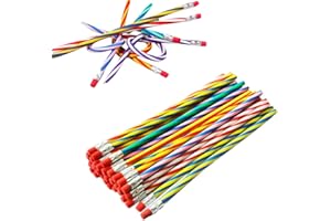 Hamiggaa 35 PCS Colorful Flexible Soft Bendable Pencil with Eraser, Magic Striped Pencil for Children and Students, Valentine's Day, Classroom Gifts, Back to School Supplies