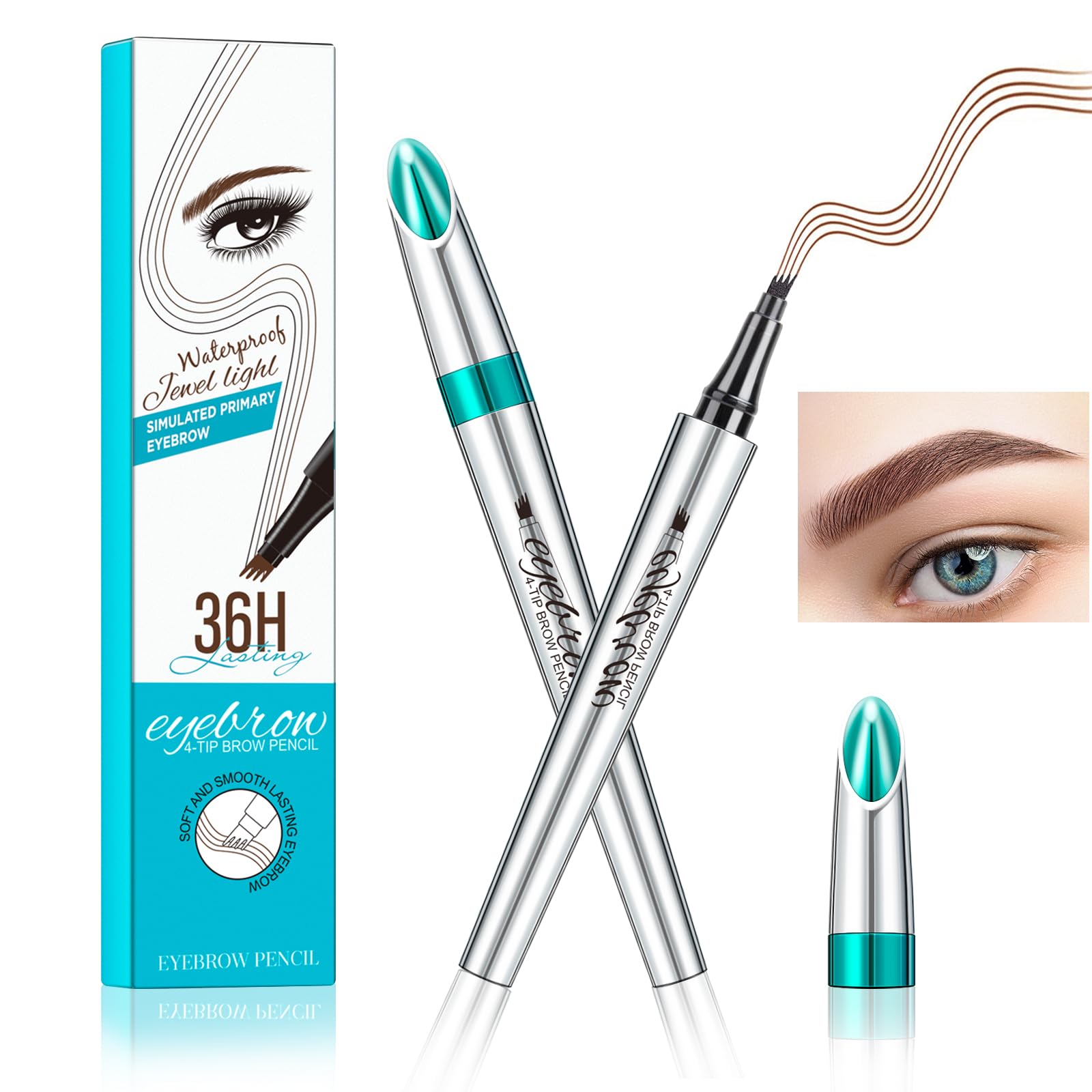 EHIOG Eyebrow Pencil, Microblading Waterproof Eyebrow Pen, Eye Brow Makeup Tool, RedBrown