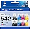 Faslvink Compatible 542 Ink Refill Bottles 4 Pack Replacement for 542 Ink Refill Bottles Use with EcoTank Pro ET-5150 ET-5170 ET-5800 Ink Refill ET-5180 ET-5850 ET-5880 ET-16600 ET-16650 Printer