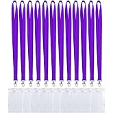CANWELUX 12 Pack Bright Neon Purple Lanyard with Anti-Lost ID Holders Cruise Fluorescent Lanyard for Waterproof ID Badges Holder Lanyards for Cruise Ship Cards(Purple,12Pack)