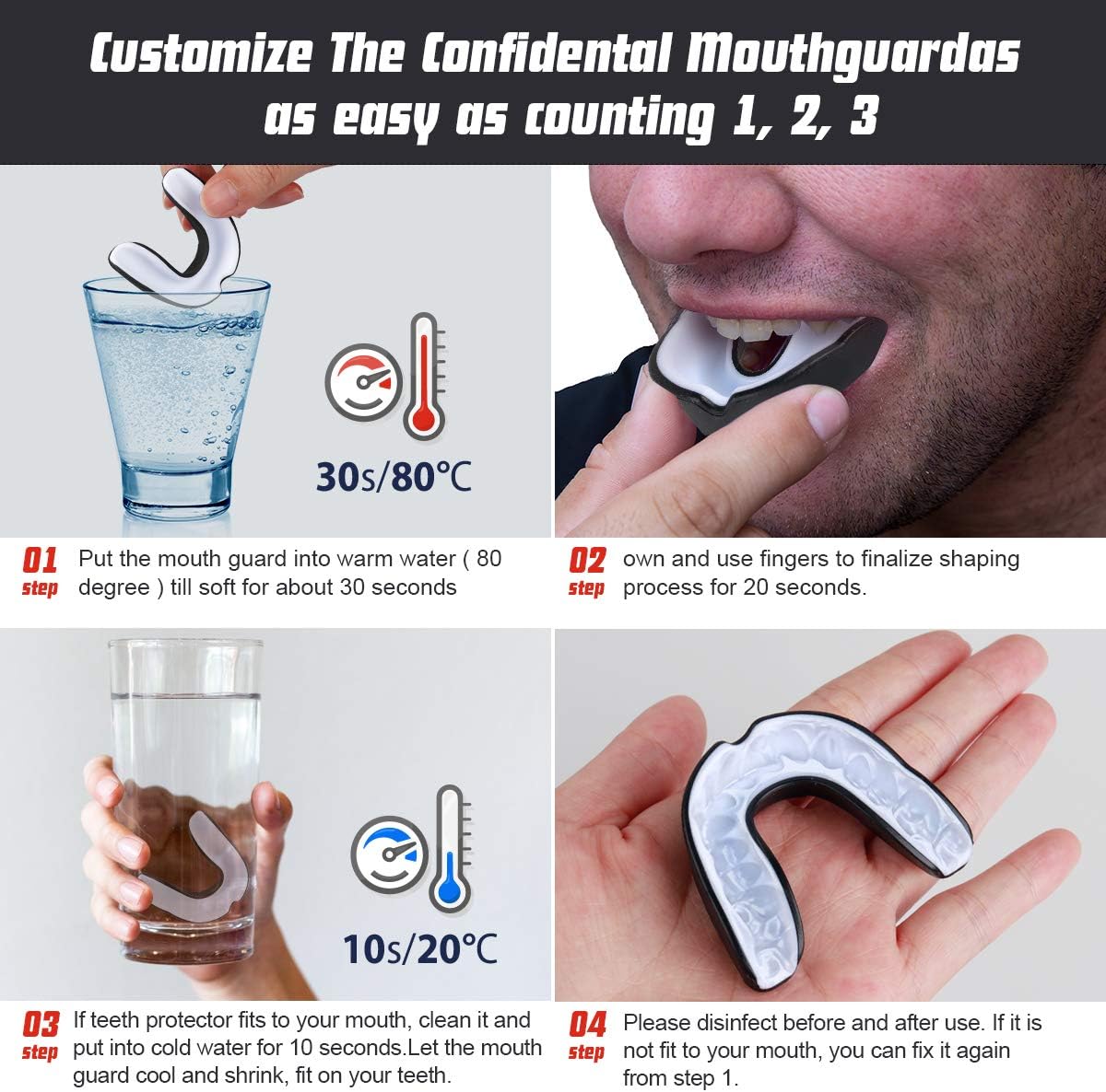 Vanmor Sports Mouth Guard, 6 Pack Youth Mouthguard for Youth Adults Double Colored Gum Shield with Free Box for Football Basketball Boxing MMA Hockey : Sports & Outdoors