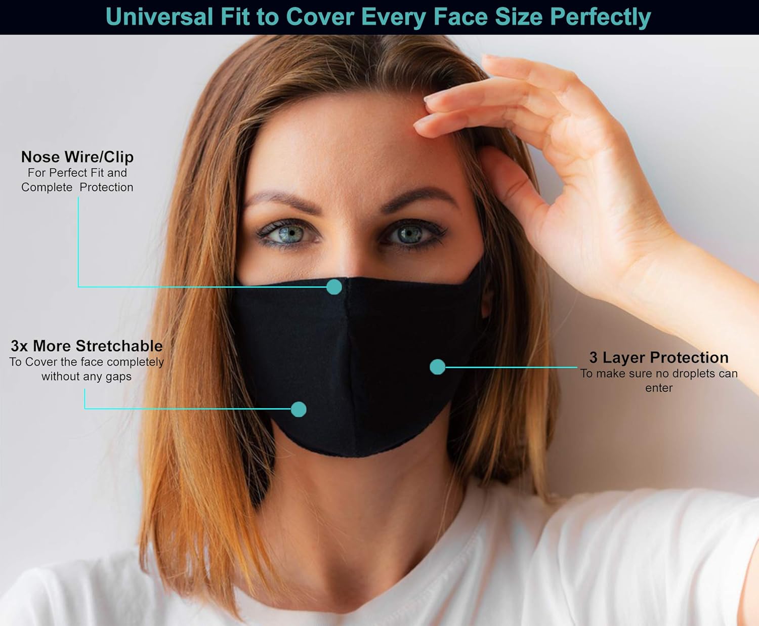 Hopeurwell Protective Face Masks and Glove Kit (4 Masks + 2 Glove) for Kids and Adults, Most Breathable Cloth Mask, 3X More Protection, Reusable Cotton, Nose Clip, 2 Layer, Washable, Lightweight: Health & Personal Care