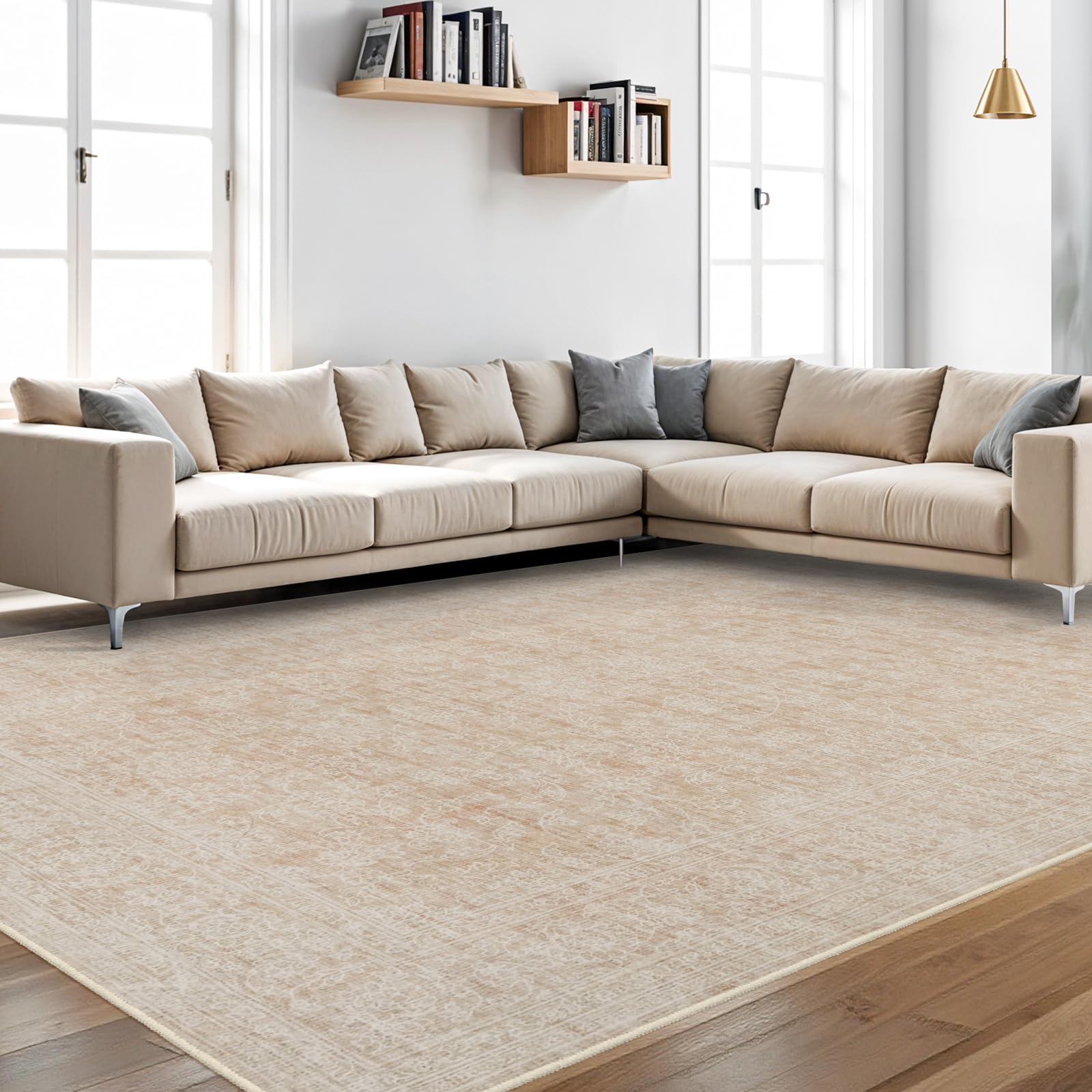 Photo 1 of *MINOR DAMAGE - USED*
Washable Oriental Area Rug - 10x14 Rugs for Living Room Soft Carpet for Bedroom Waterproof Floral Distressed Indoor Stain Resistant Non-Shedding Floor Carpets (Beige/Cream, 10X14)