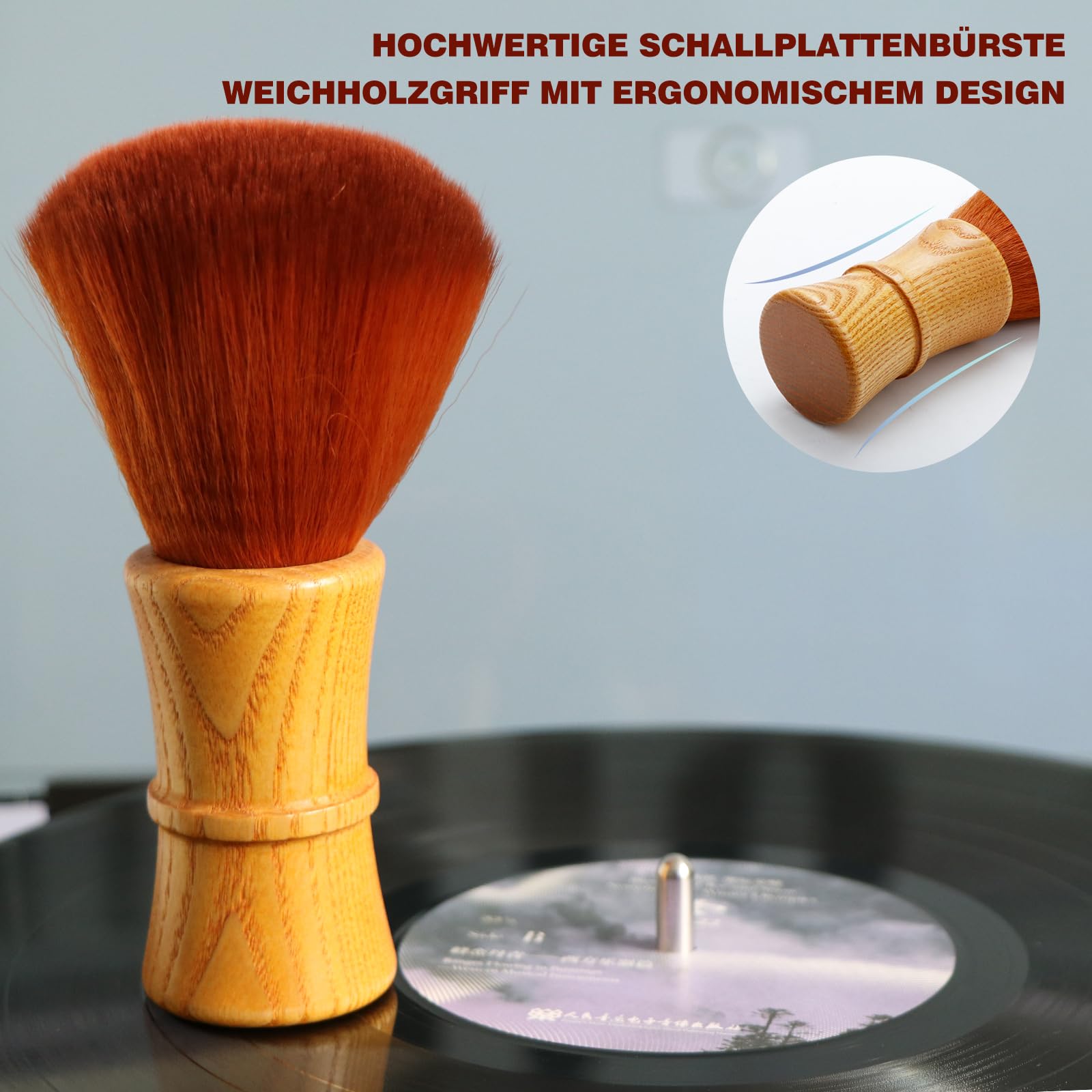 Monosaudio LP Reinigungsbürste Vinyl Schallplatte Reiniger, antistatische weiche Schallplatte Reinigungsbürste, Vinyl Staubentferner, Vinyl LP Reinigung Plattenspieler CD Album Cartridge Reiniger 5
