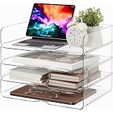 DCA 4 Tier Large Capacity Desk Organizer, Clear Stackable Paper Tray | High-volume File storage | Office, home & school use |