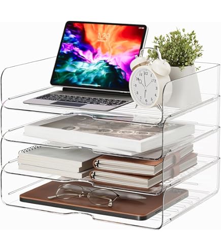 Aazon.co: FANXIYQ 4-Tier Acrylic Paper Tray Organizer - Low-Profile - View #10