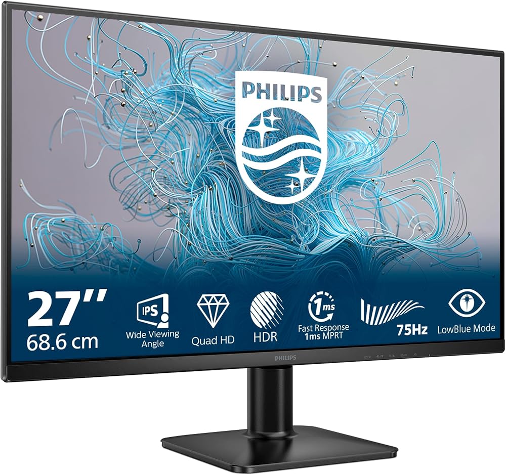 Philips 27 Inch QHD Monitor 75Hz IPS 1ms MPRT HDR10