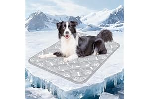 Rywell Dog Cooling Mat 2.0, Elegant Grey, 44 * 32 Thickened Cooling Pad for Extra Large Dogs, Internal Waterproof & Endothermic Color-Changing Arc-Chill Cool Fiber(Q-Max>0.5) for Summer