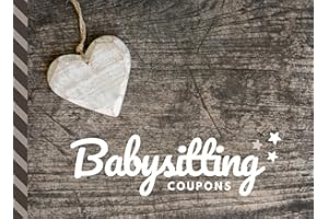 Babysitting Coupons: Tan Wooden Heart on Brown Rustic Wood Theme / 50 Vouchers / Gift Book for Grandparents - Grandma - Grandpa - New Mom Baby Shower / Cute Card Alternative