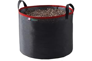 Rain Science Grow Bag 20 Gallon, Planting Pots - Colorful Plant Grow Bags Pots Gardening Vegetable - Air Pruning Mesh Fabric Plant Container - (Black/Red)