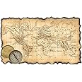 Ancient World Map - Antique Style Travel Map with Cities in Detail - Wall Art Print Poster 18x12