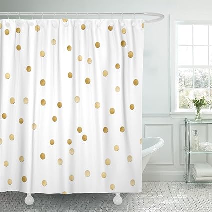 Amazon Com Tompop Shower Curtain Silver Gold Scattered Shiny