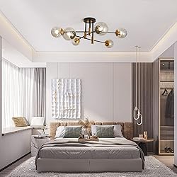 SZXYKEJI 6-Lights Glass Chandelier，Modern Flush