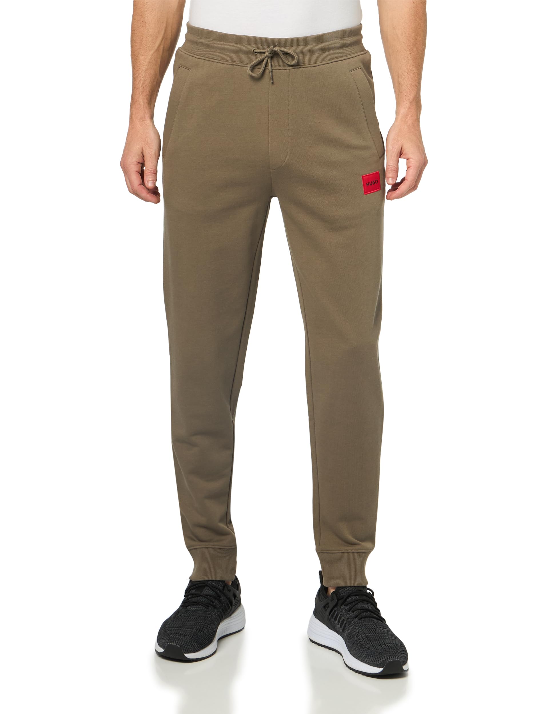 HUGO, Regular Fit Square Logo Jersey Drawstring Joggers, Bungee Cord, XXL