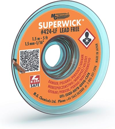 MG Chemicals 424-LF Super Wick Desoldering Braid Unleaded Solder 1.5m x 1.5mm