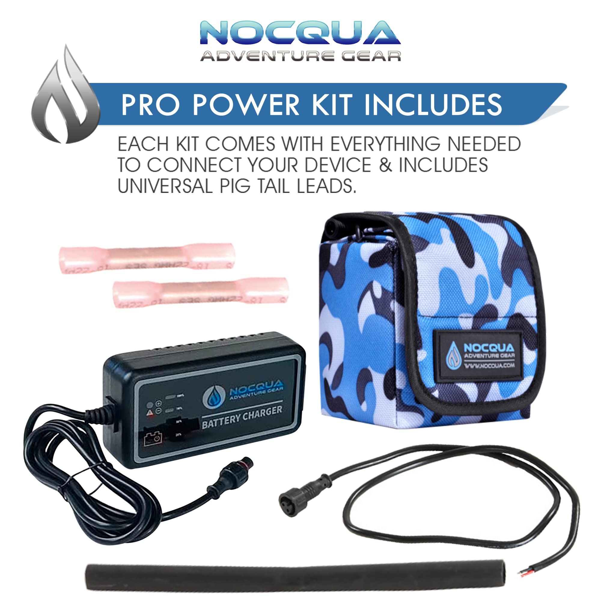 NOCQUA Pro Power Water-Resistant Battery & Charger Kit - Compatible with GPS, Depth & Fish Finders, & Most 12 Volt Electronics