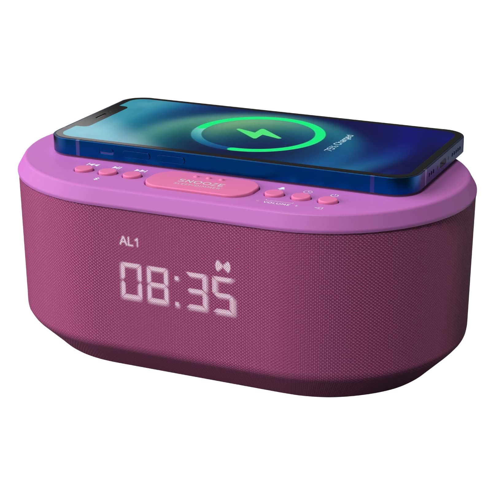 i-box Alarm Clocks Bedside, Alarm Clock with Wireless Charging, Bluetooth Speaker, Radio Alarm Clock, Fast Qi Wireless Charger, Mains Powered, FM Radio, USB Charging Port, Dimmable, Non Ticking โ image 1
