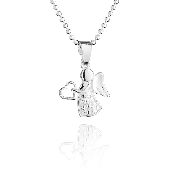fish Mädchen Silber-Kette 925 Engel-Anhänger mit Schmuck-Etui, Geschenk-Idee