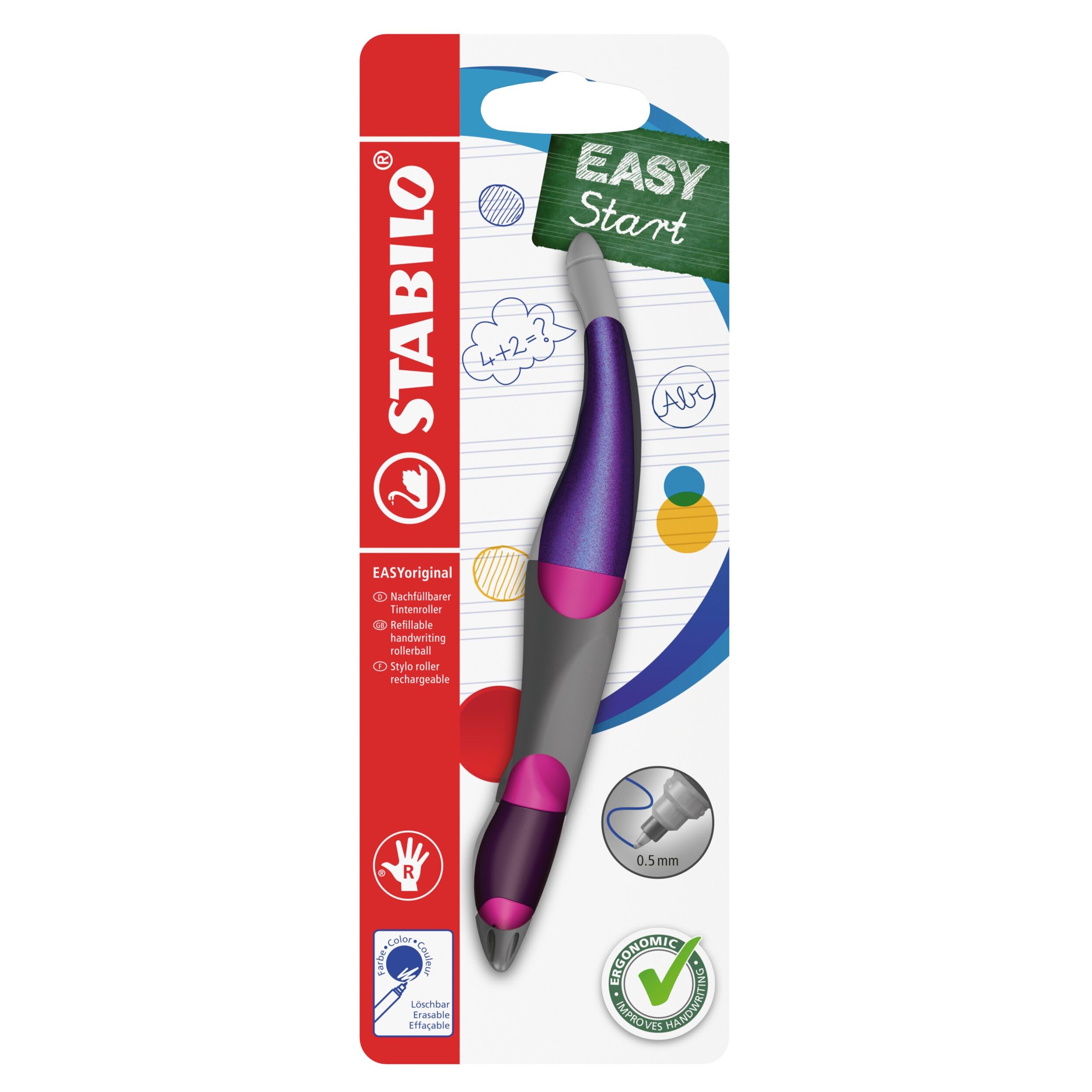 STABILO EASYoriginal Holograph - Ergonomic Rollerball - Right-Handed - Pack of 1 - Magenta