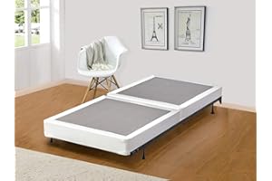 Mattress Solution Fully Assembled Low Profile Split Wood Traditional Boxspring/Foundation for Mattress, Twin, Gray And White