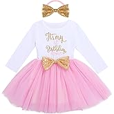 Baby Girls My 1st 2nd 3rd Birthday Polka Dots Dress w/Headband Long Sleeve Sequin Princess Tutu Cake Smash One Party Gown