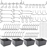 FRIMOONY Pegboard Hooks Assortment with Pegboard Bins, Peg Locks, for Organizing Various Tools, 80 Piece