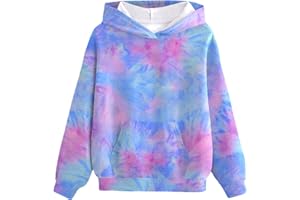 Arshiner Girls Tie Dye Sweatshirts Loose Casual Hoodies Long Sleeve Pullover Hooded Tops With Pockets