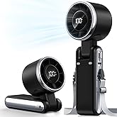 Bearwind Portable Handheld Turbo Fan - 5 Gear High Speed 4000mAh Rechargeable Mini Personal Hand Fan Blow Cold Air, Battery Operated Travel Essentials, Beach Vacation, Gifts for Women, Men (Black)