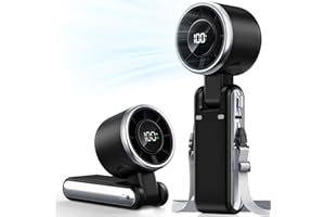 Bearwind Portable Handheld Turbo Fan - 5 Gear High Speed 4000mAh Rechargeable Mini Personal Hand Fan Blow Cold Air, Battery Operated Travel Essentials, Beach Vacation, Gifts for Women, Men (Black)