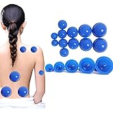 YESIMET Silicone Vacuum Cupping Therapy Set,w/12 Different Massage Cups,Professionally Chinese Massage Cups for Cupping Therapy,Cellulite Reduction and Back Pain Relief Physical Travel Set(Blue)
