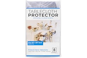 BRODER MFG. INC. Tablecloth Protector Crystal Clear Vinyl (60"x90" Oval) | Thick, Durable Clear Table/Tablecloth Protector | Perfect for Parties, Special Occasions, Gatherings, and Everyday Use